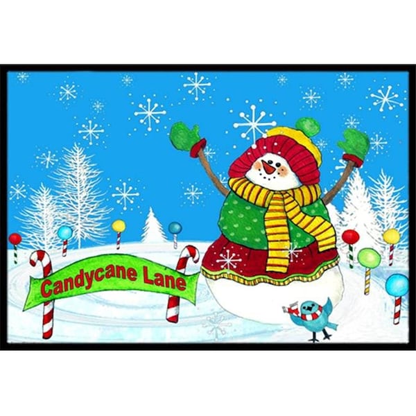 Carolines Treasures PJC1075JMAT Candy Cane Lane Snowman Indoor & Outdoor Mat; 24 x 36 in. PJC1075JMAT - main